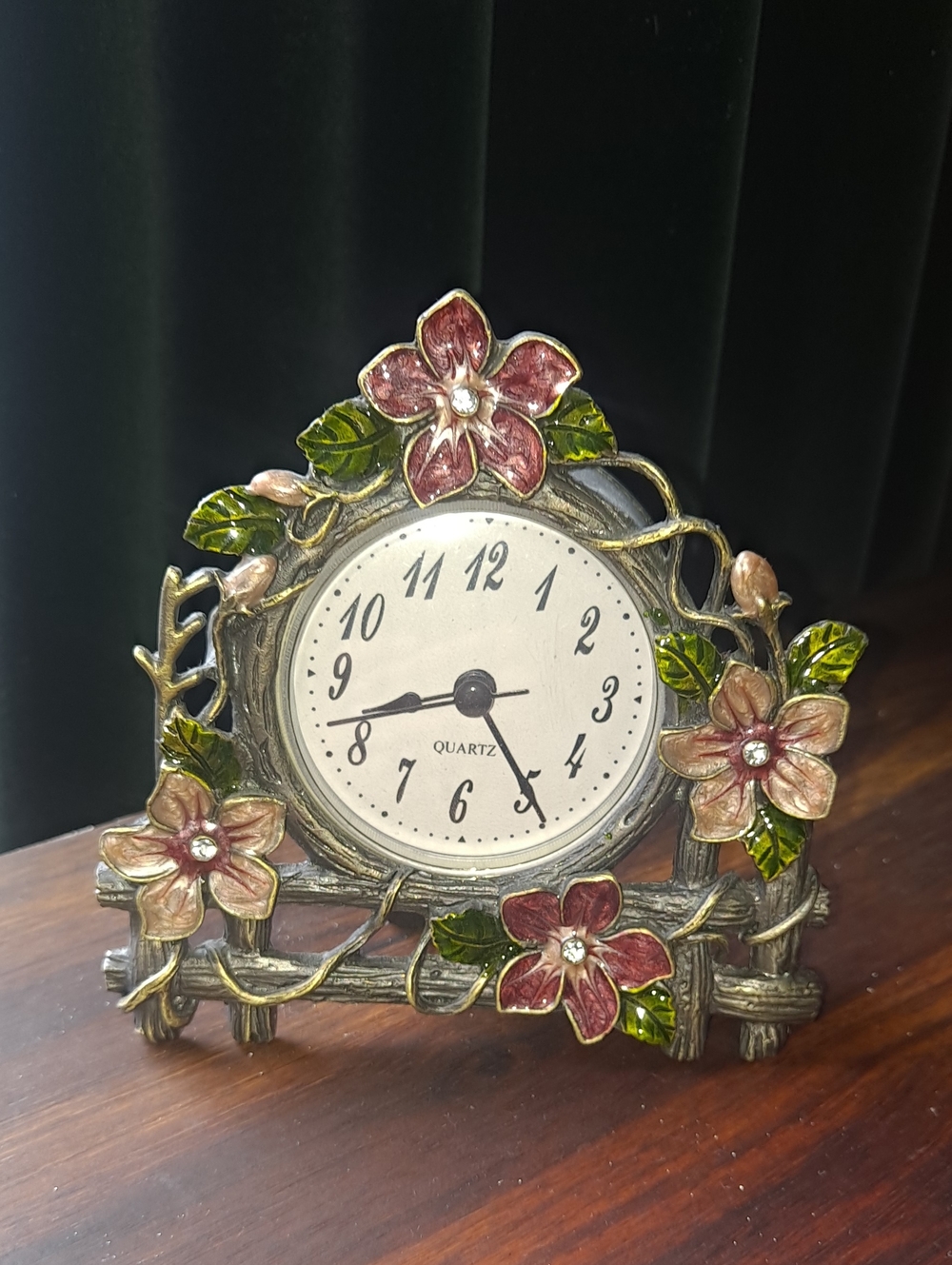 Floral Resin Quartz Wall Clock - Pink and Green